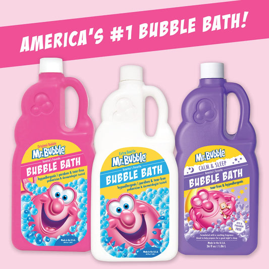 Two bottles of Mr. Bubble Extra Gentle Bubble Bath