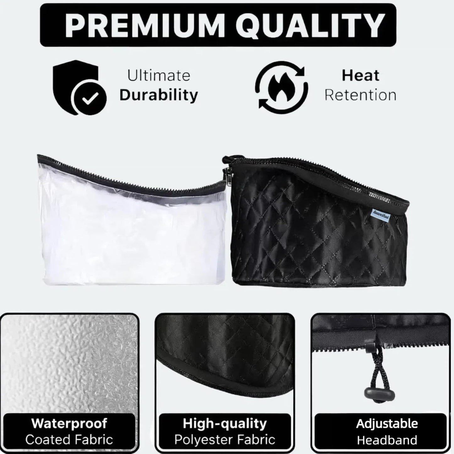 SAMMOO portable electric hair steaming cap showing the full product kit including the digital controller cord and protective lining.