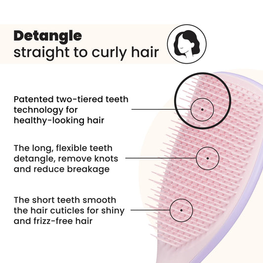 Tangle Teezer hairbrush showing two-tiered teeth technology