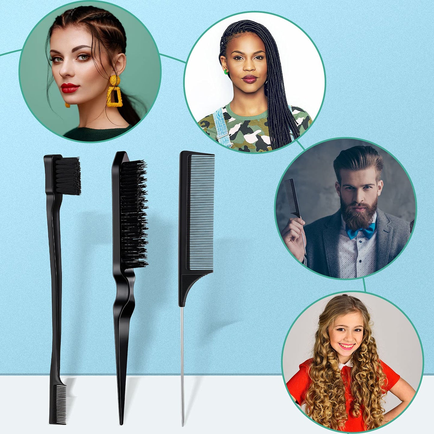 Three piece hair grooming set by Geiserailie on white background