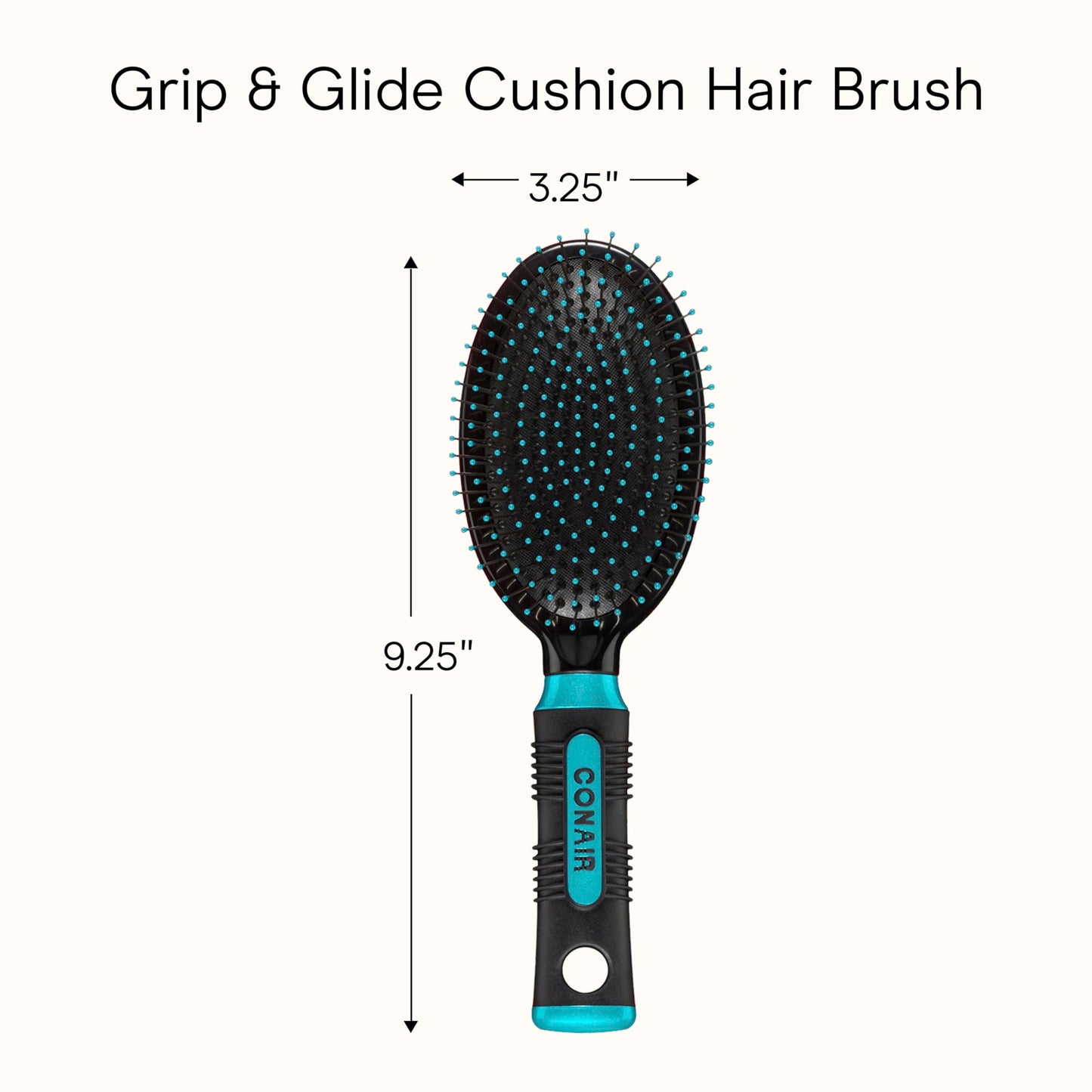 Conair salon results detangler brush side profile highlighting the oval shape structure