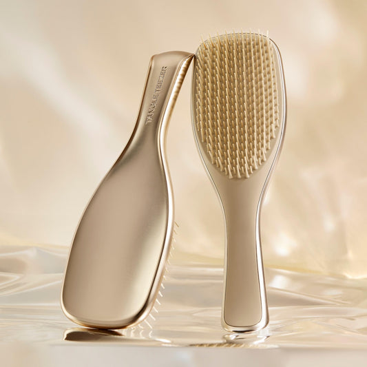 Side profile of Tangle Teezer Champagne Gold detangling brush