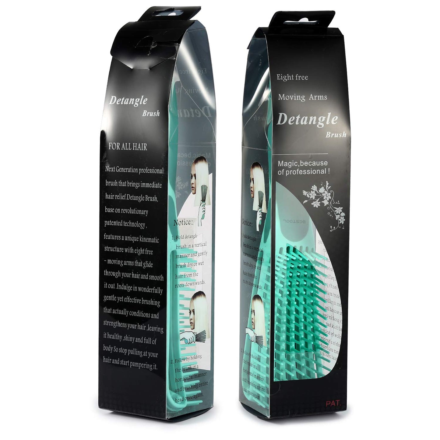 Bestool green hair brush for 3 4abc curly hair textures