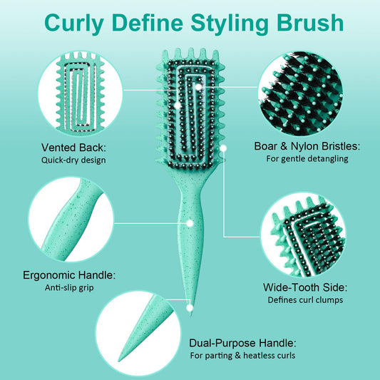Weldilgit boar bristle curl defining brush side profile