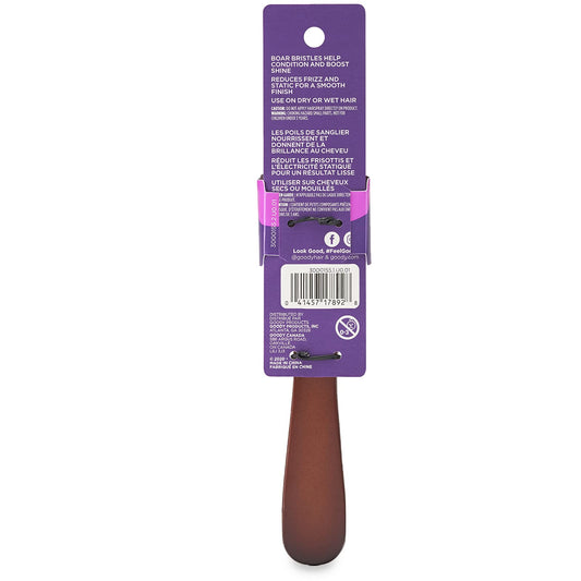 Goody wooden styling brush close up view of the one hundred percent natural boar bristles