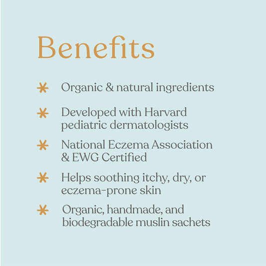 EllaOla organic bath soak sachet in warm water