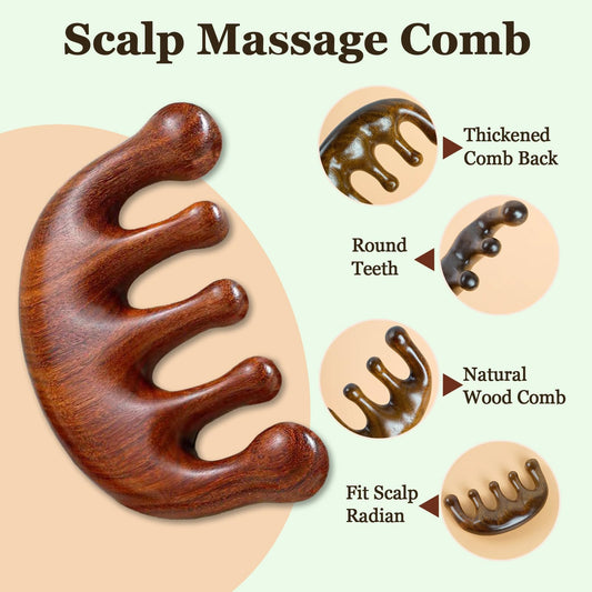 Close up of wide tooth wooden massage comb teeth