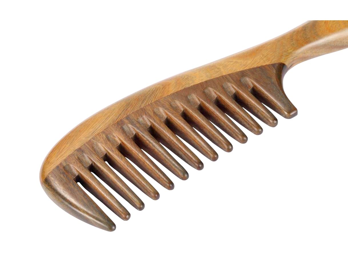 Louise Maelys imported natural wood hair comb packaging and product view
