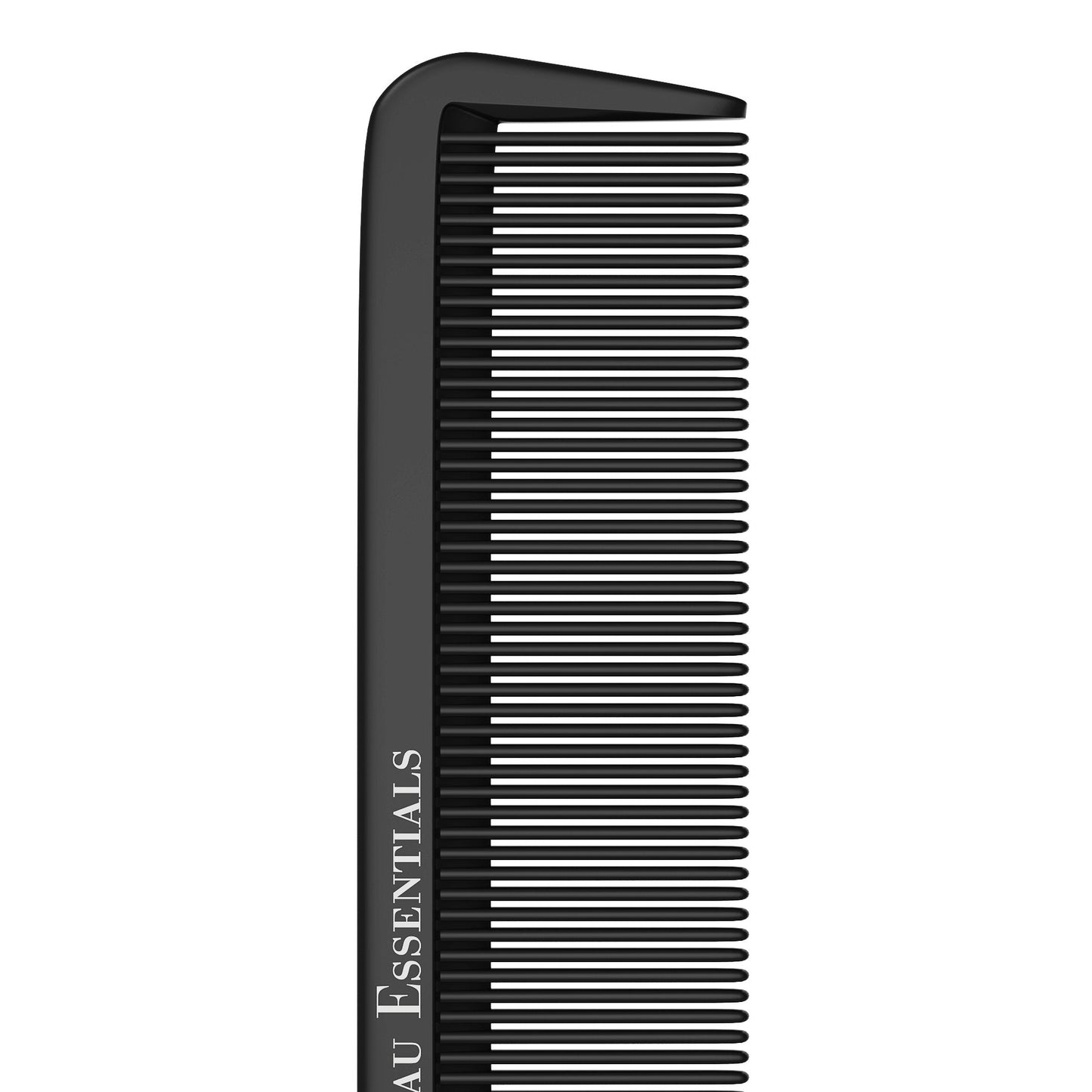 Bardeau Essentials professional tail comb resting on a salon counter highlighting its premium styling build