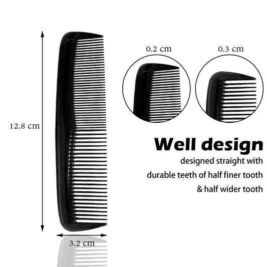 Soft 'N Style black plastic hair comb 4 pack styling set