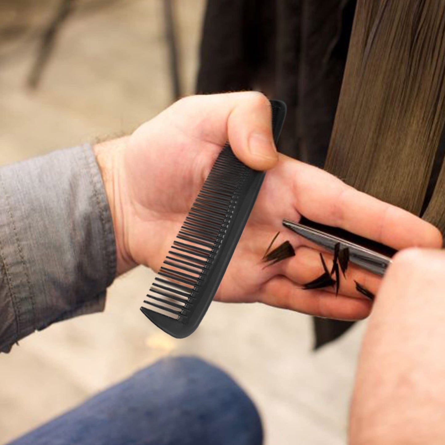 Authentic USA imported black plastic combs arranged together