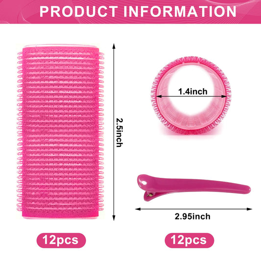 Twelve pack heatless hair curlers with alligator clips for volume