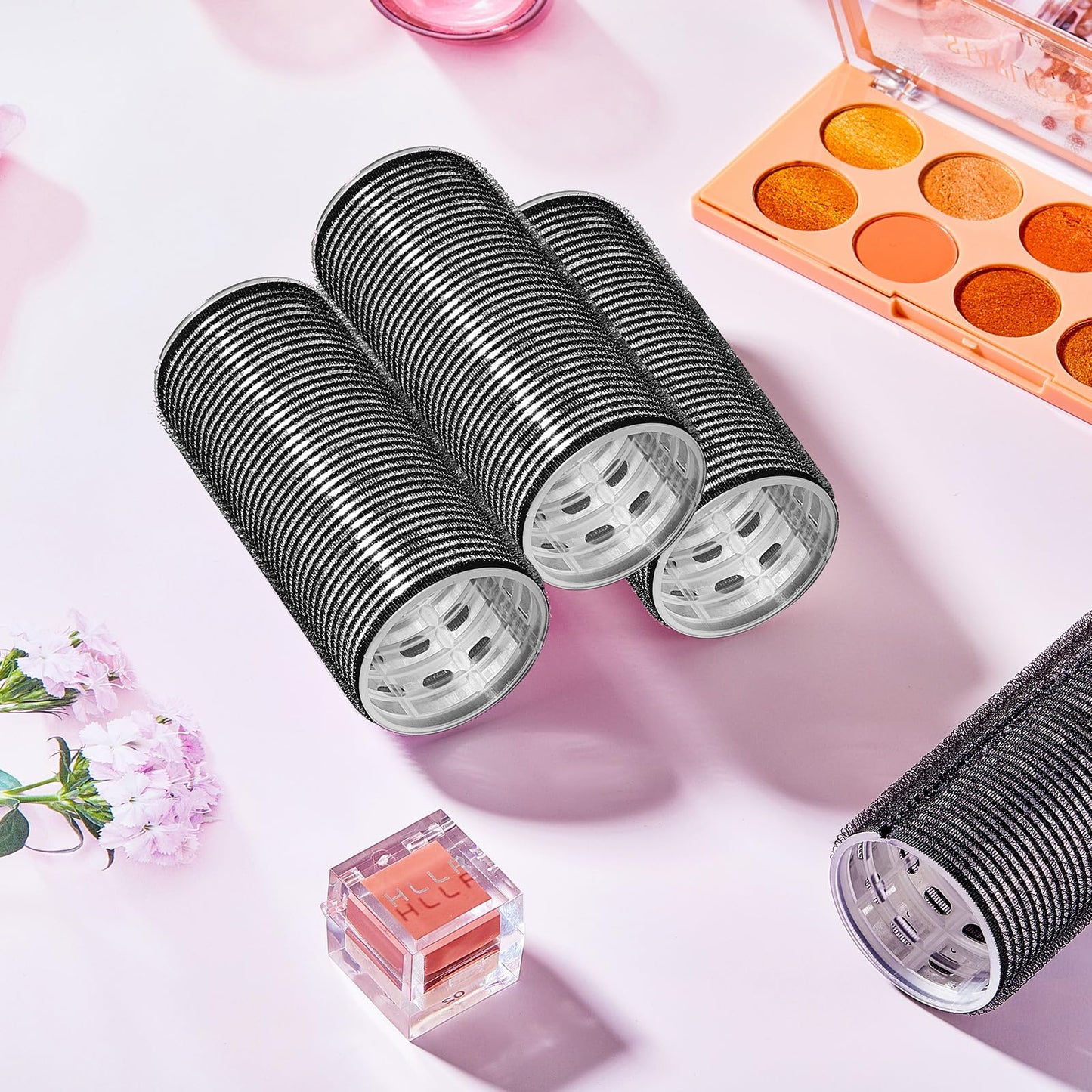 Side view of WILLBOND long hair rollers highlighting the aluminum core inner construction.