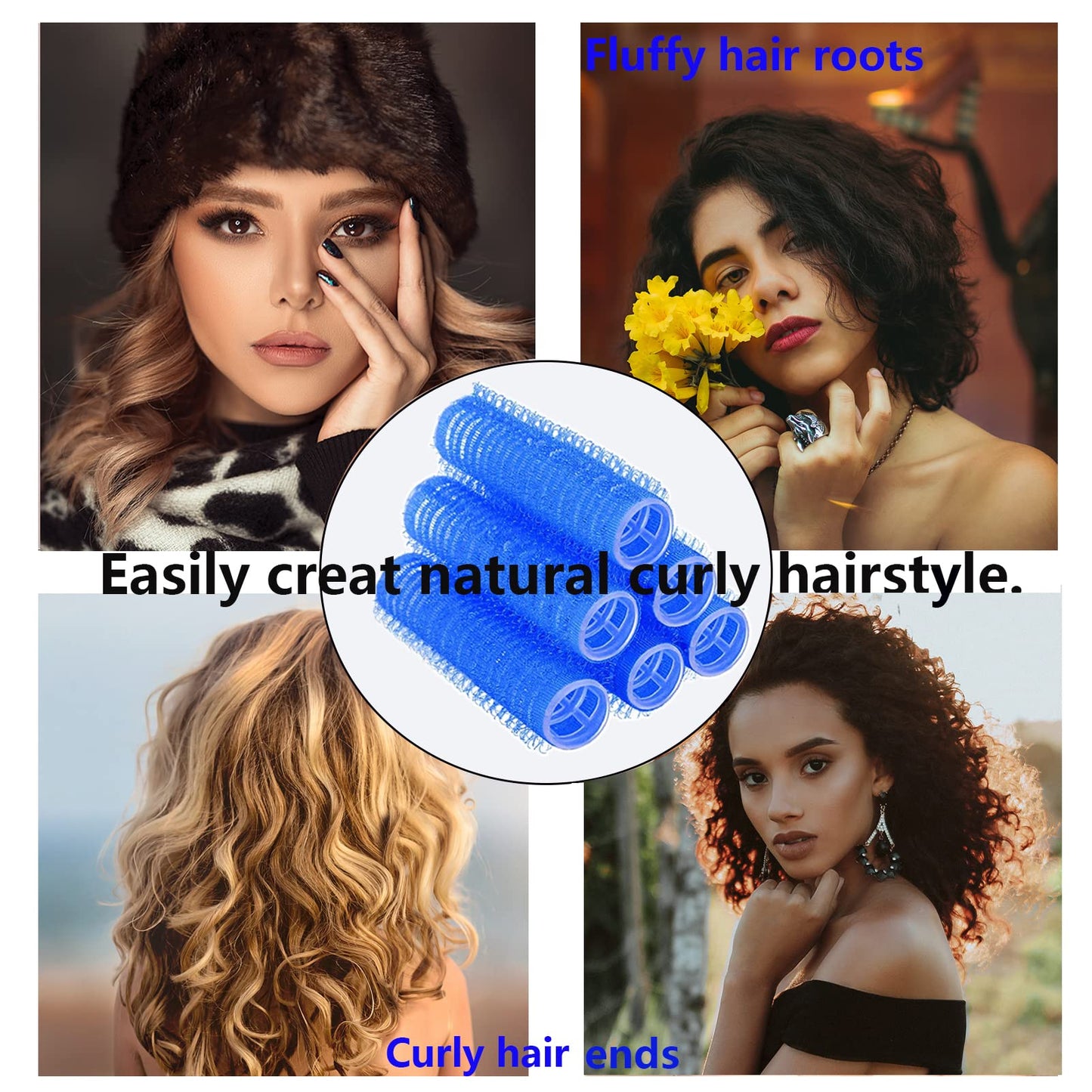 Moodkey small blue hair rollers designed for damage free styling on medium and short hair lengths