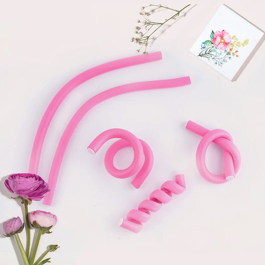 Close up of soft heatless hair rods showing flexible foam material