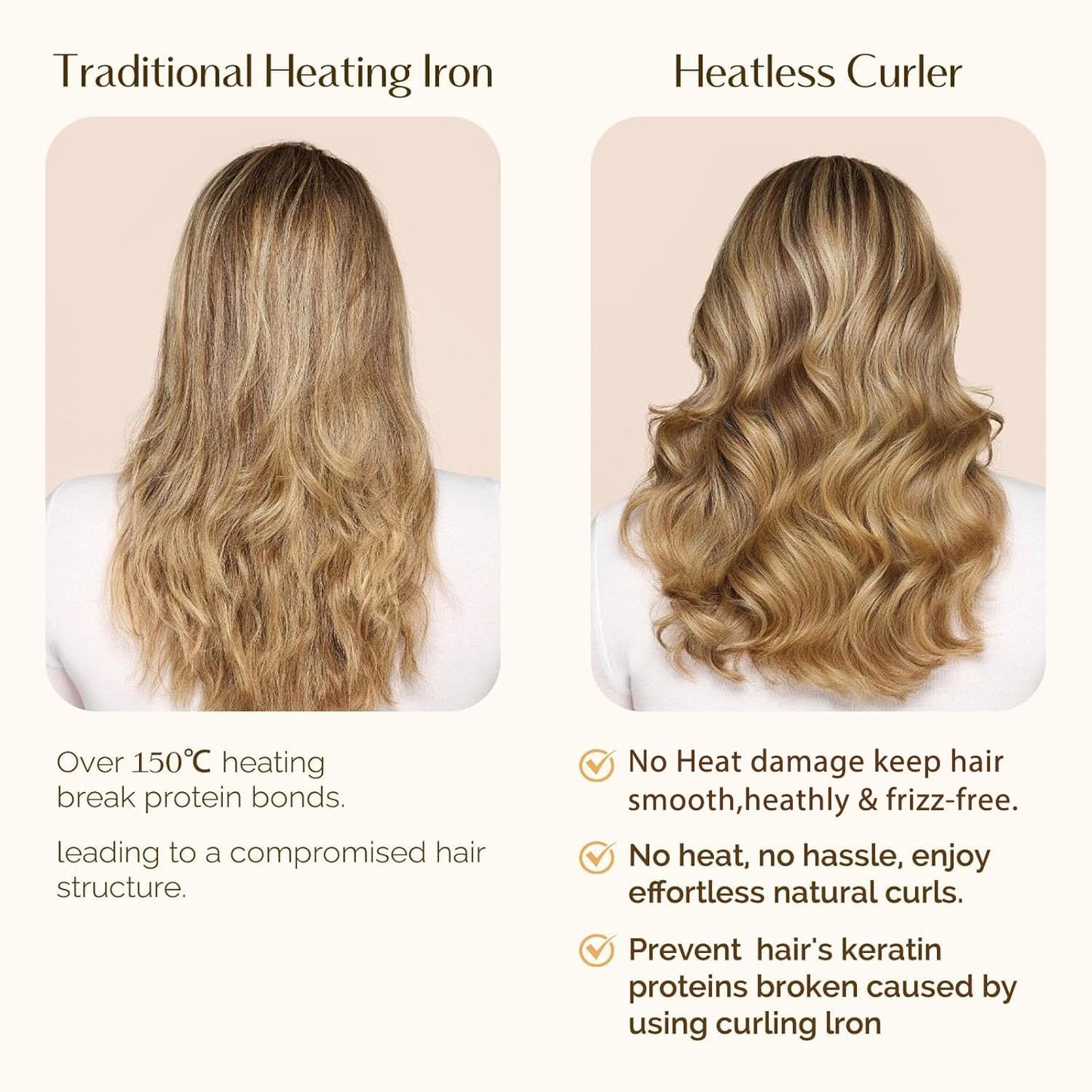 Flexible overnight hair roller ribbon for creating bouncy heatless curls.