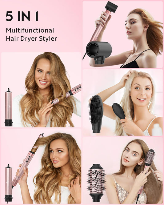 Brightup high speed hair dryer brush automatic curling process demonstration