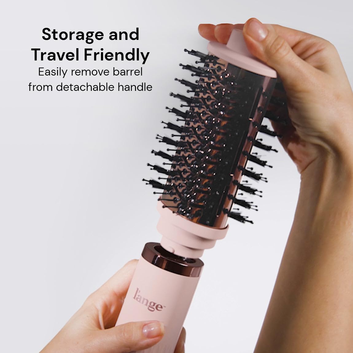 L'ANGE HAIR professional packaging and 60mm oval blow dryer brush for salon quality volume at home.
