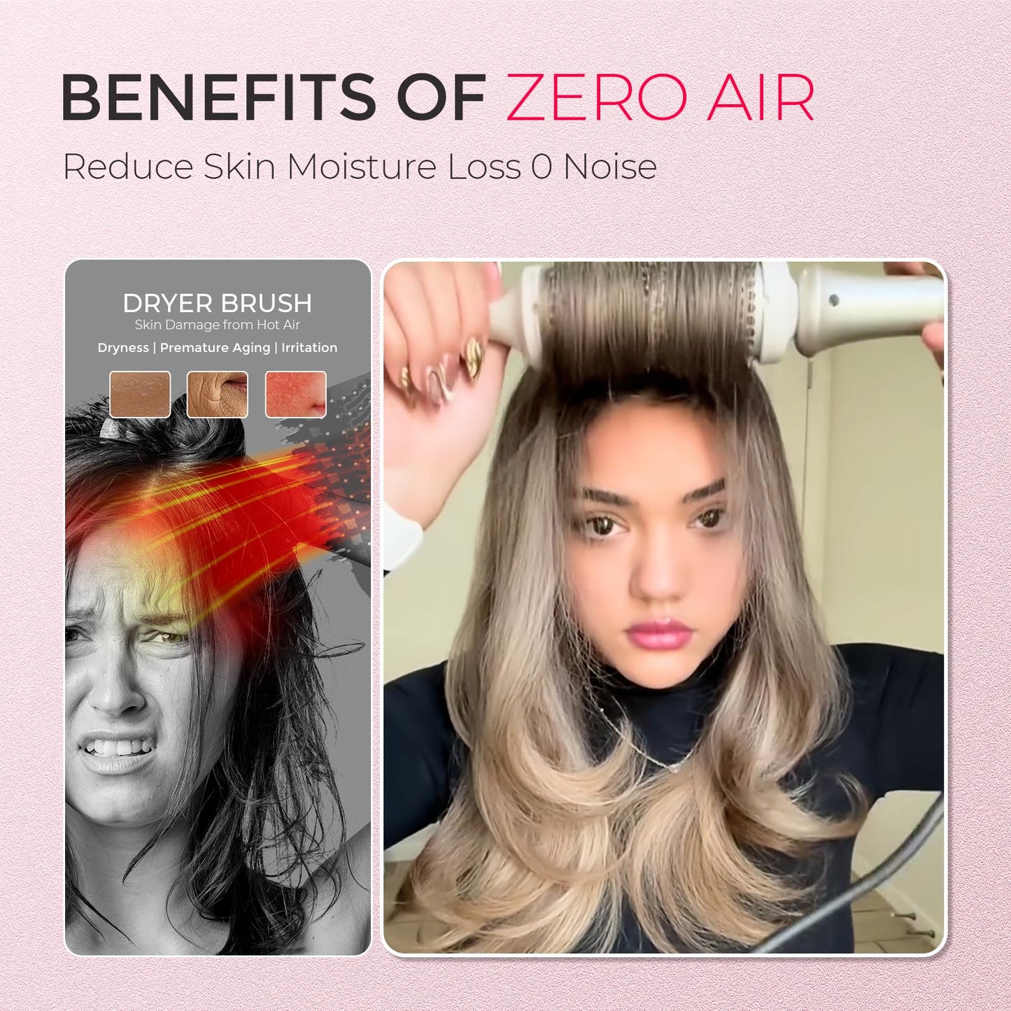 Full product view of the premium thermal blowout volumizer brush demonstrating its sleek lightweight design for travel.