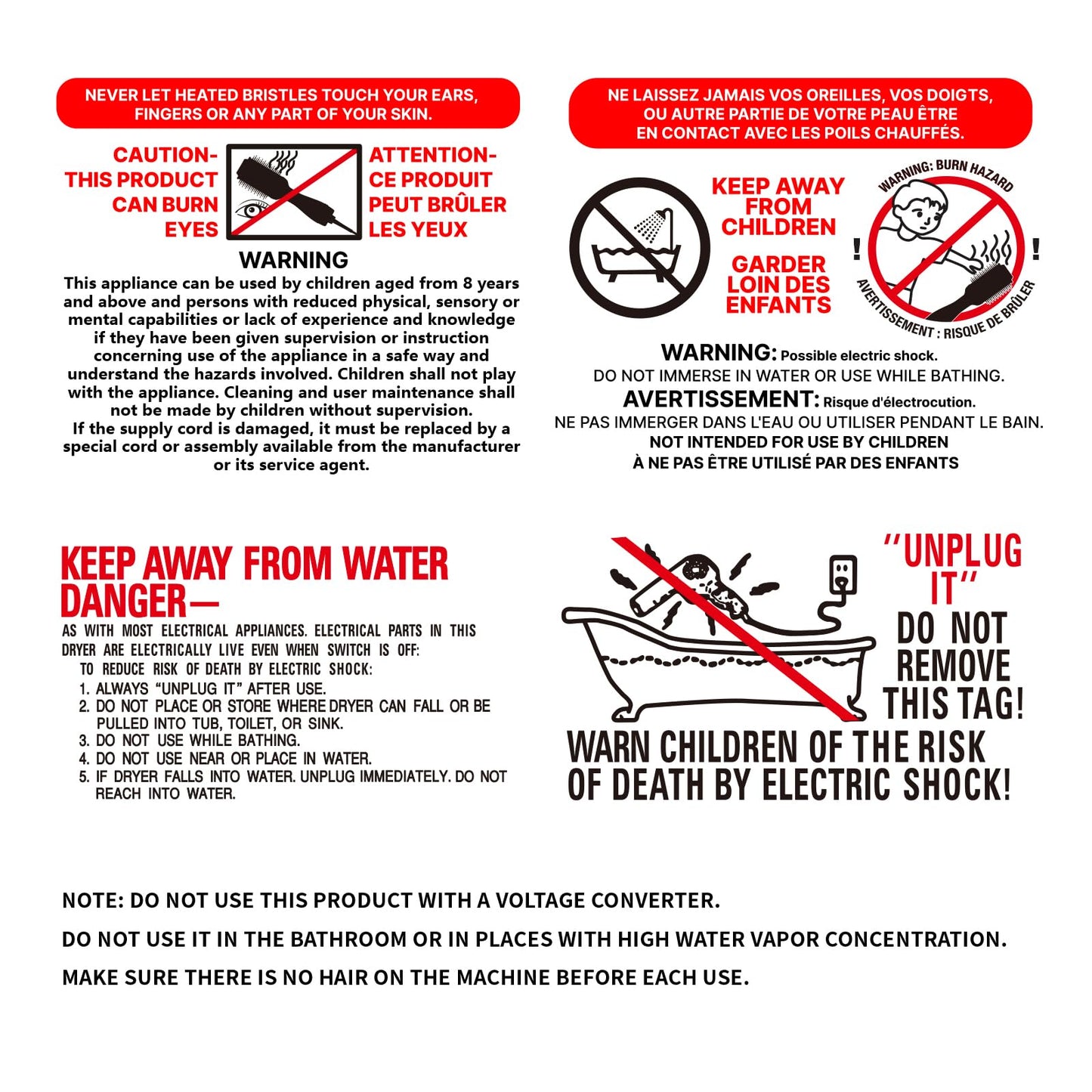 Umeely anti-frizz blow dryer brush showing the safety plug and cord assembly