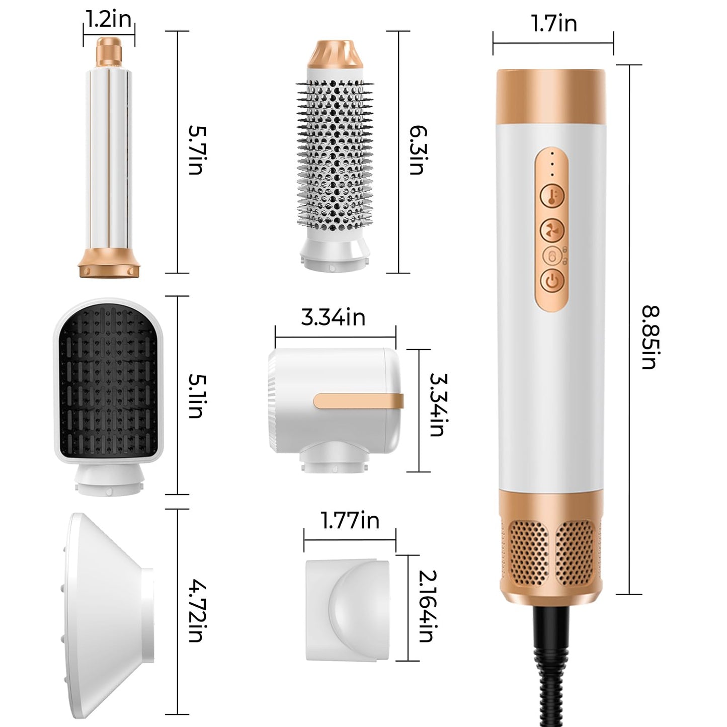 Zcvtbye upgraded hot air brush showing the ceramic coated bristles designed for smoothing frizz.