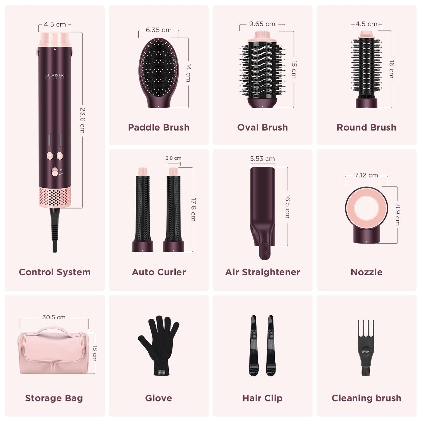 Full packaging box of the USA imported high-speed multi-functional hair styling system.