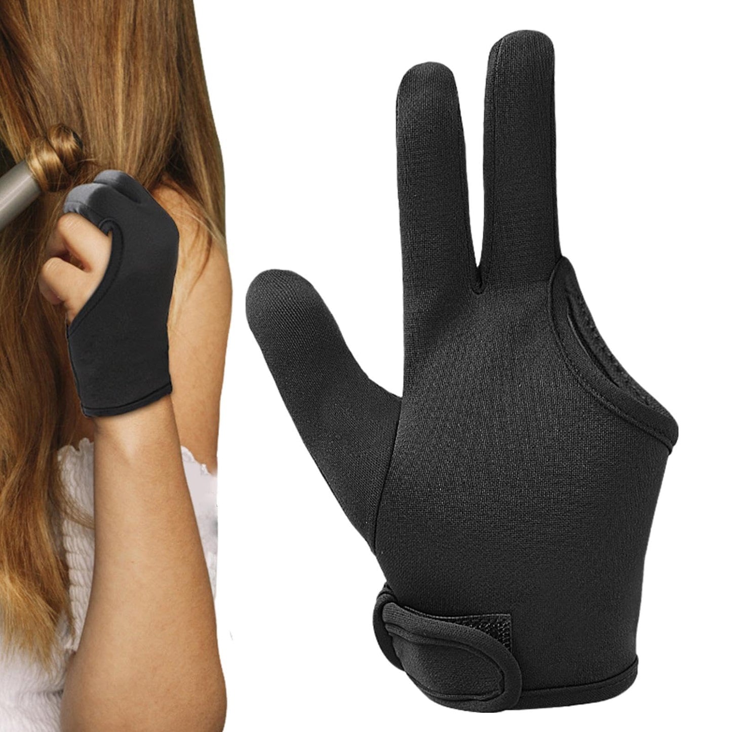 Packaging view of the reusable heat resistant mittens for hair straightening