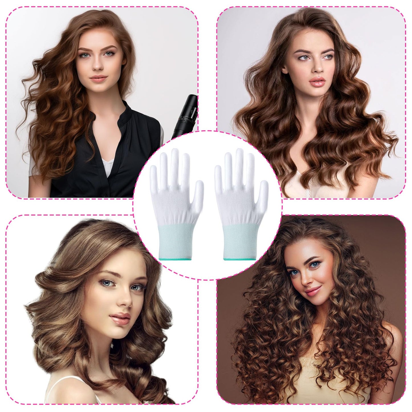 WANAVO hair styling heat gloves laid flat showing the universal dimensions.