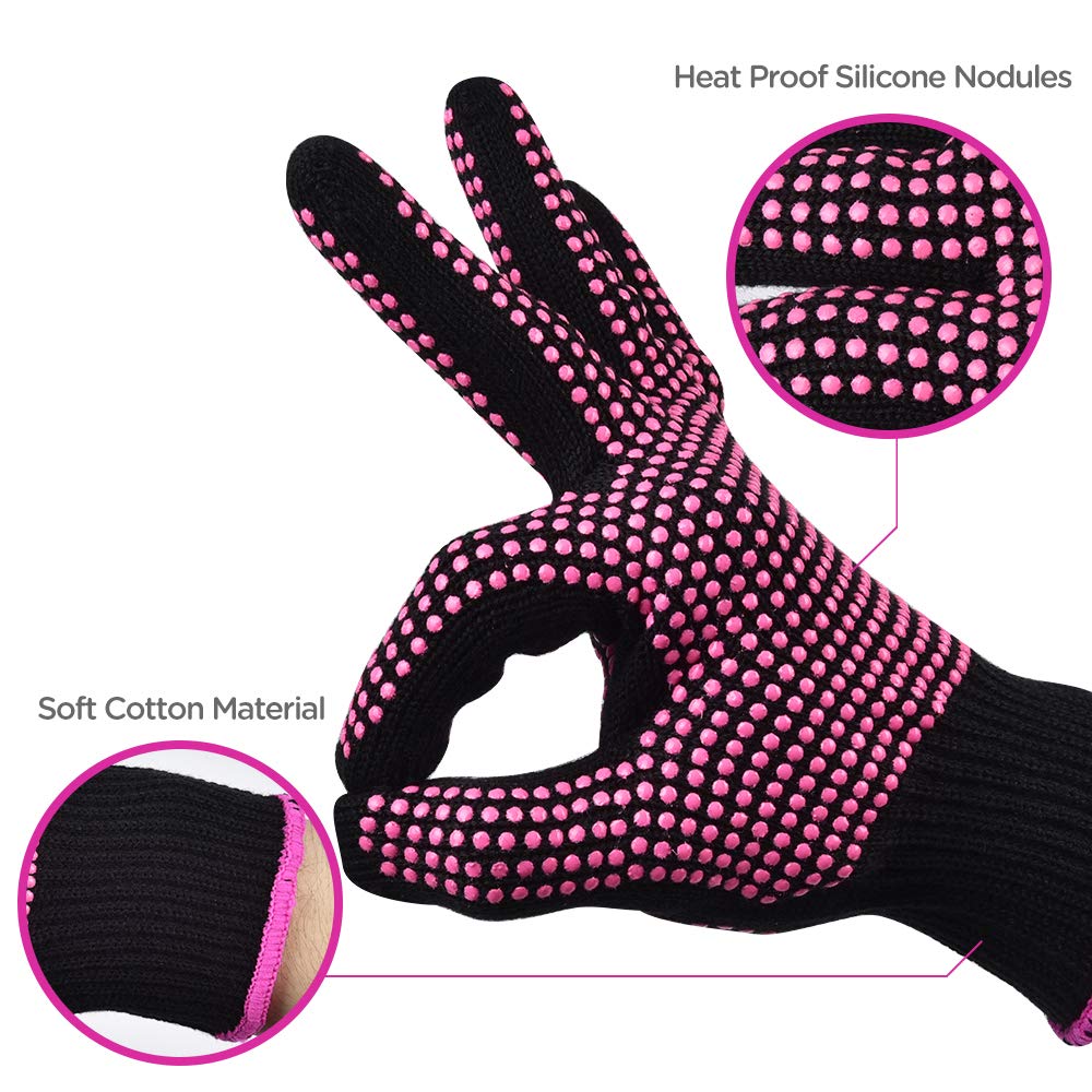 Sopito professional heat mitts package contents showing both rose red gloves