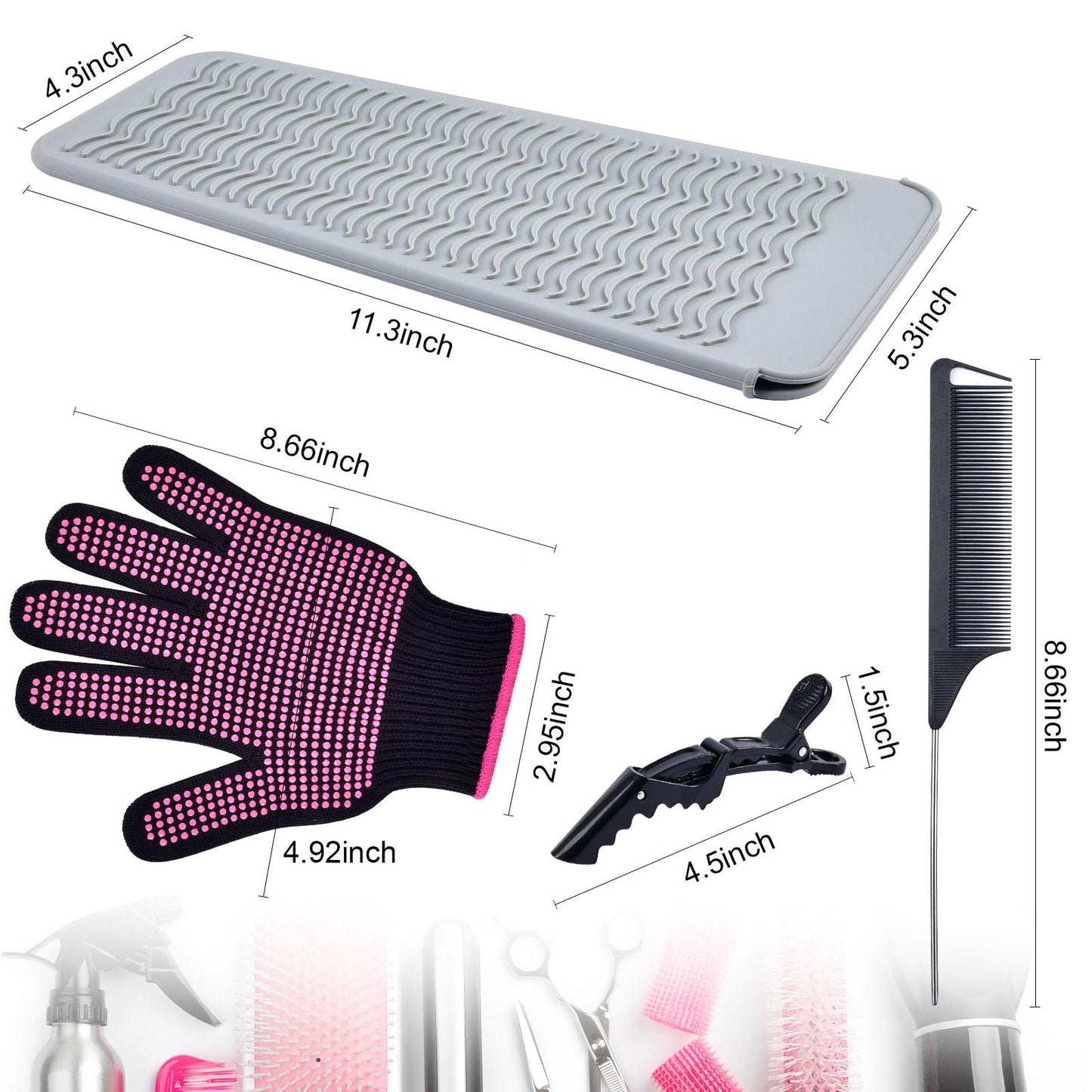Morgles salon grade hair sectioning accessories and thermal gloves