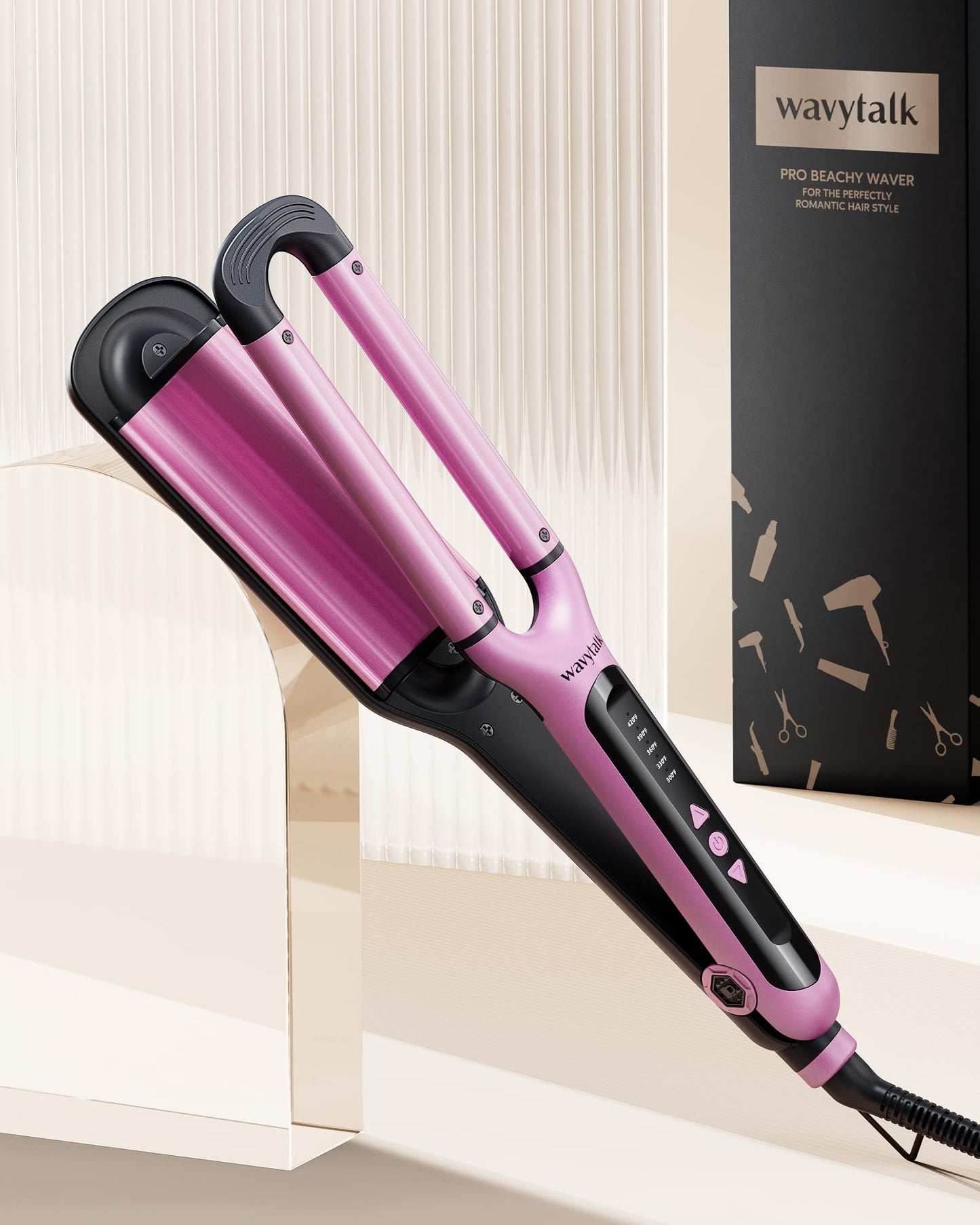 Wavytalk curling iron packaging displaying the authentic USA imported product