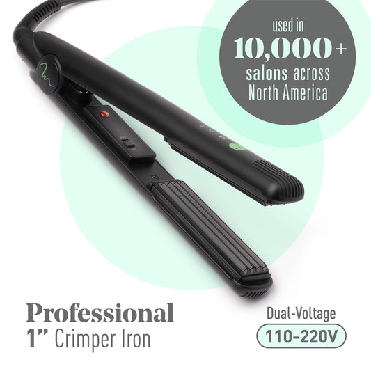 MINT professional micro crimping iron showcasing the sleek black handle and digital temperature display