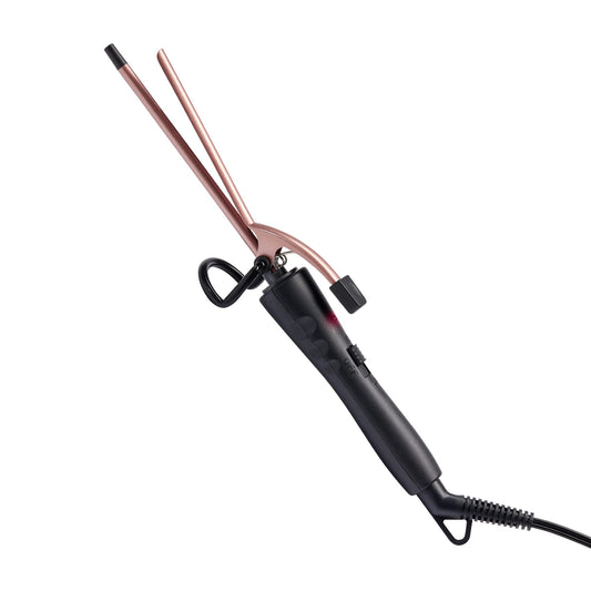 Red by Kiss thin ceramic styling wand showcasing the red handle and skinny barrel