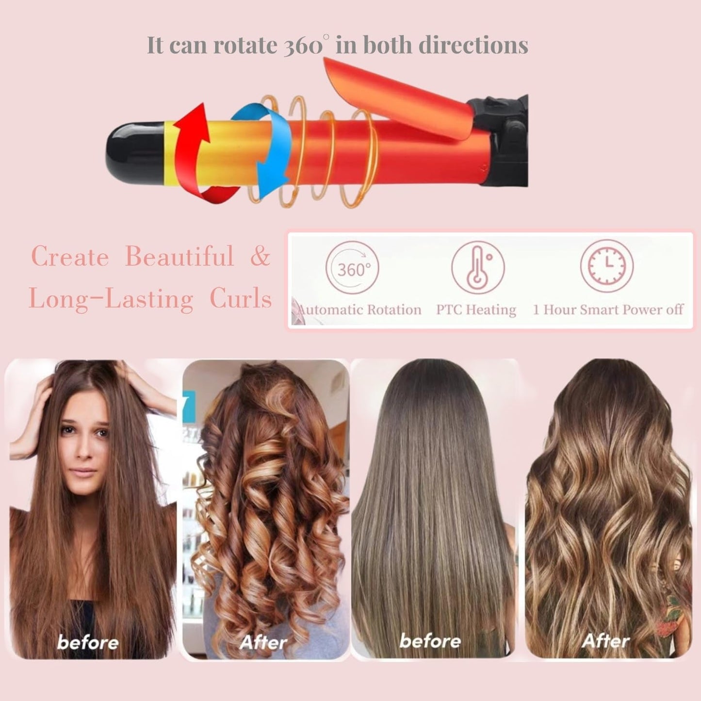Demonstration view highlighting the dual direction rotation buttons on the styling wand.