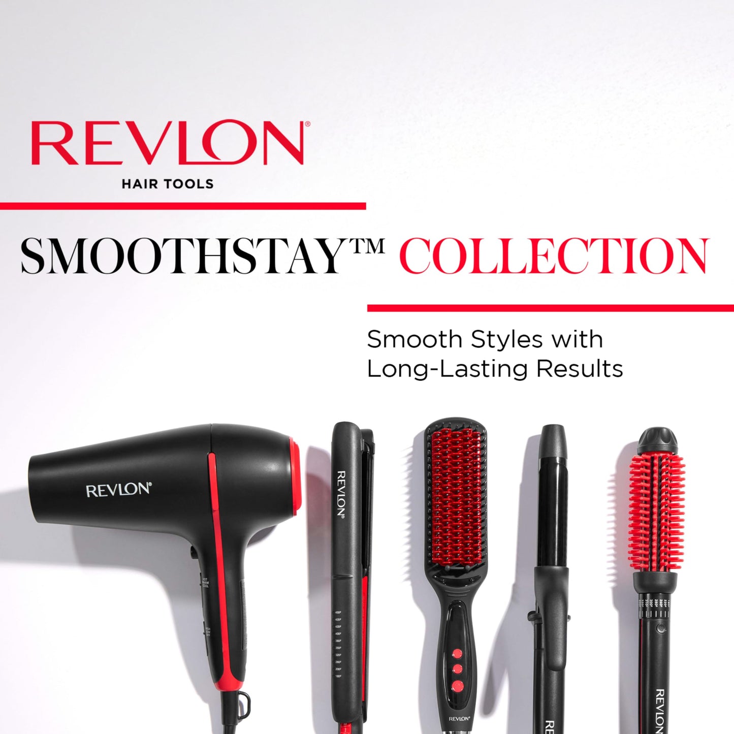 A detailed layout of the Revlon coconut oil infused curling iron emphasizing its lightweight and travel friendly design