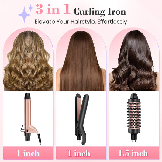 Ufree 3 in 1 curling wand with interchangeable ceramic attachments
