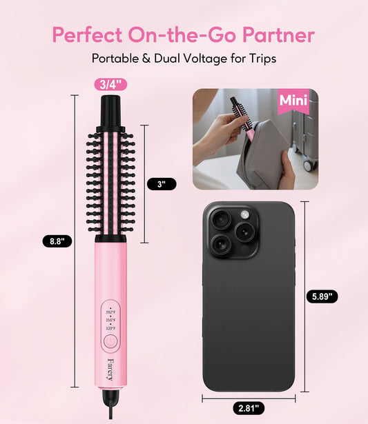 Farery travel size curling wand showing barrel size