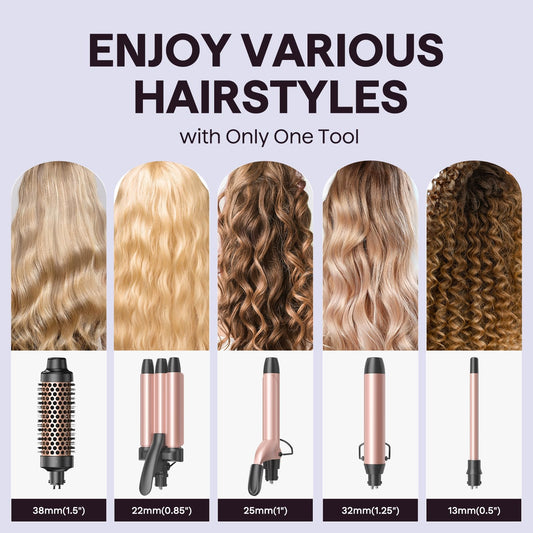Wavytalk 5 in 1 Curling Wand Set with five interchangeable barrels