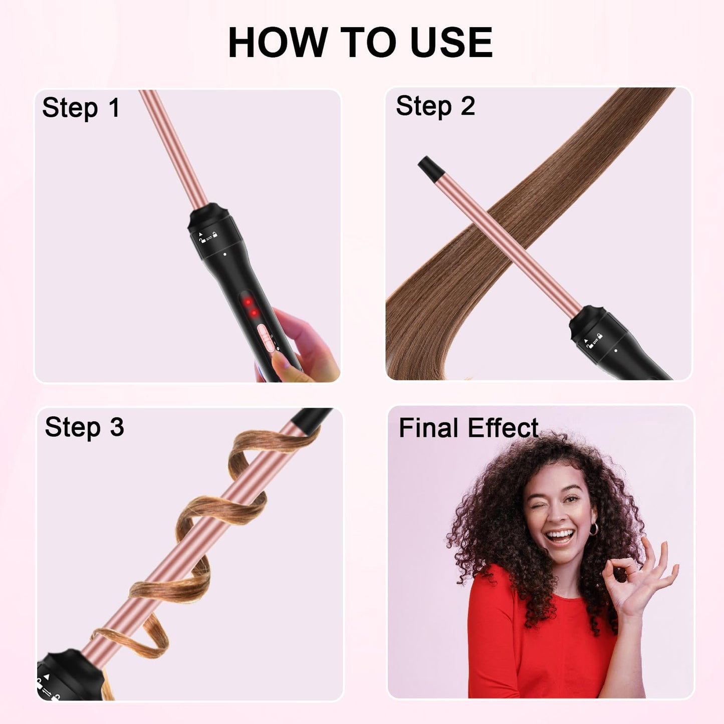Styling results using Vnina 1/2 inch ceramic curling iron