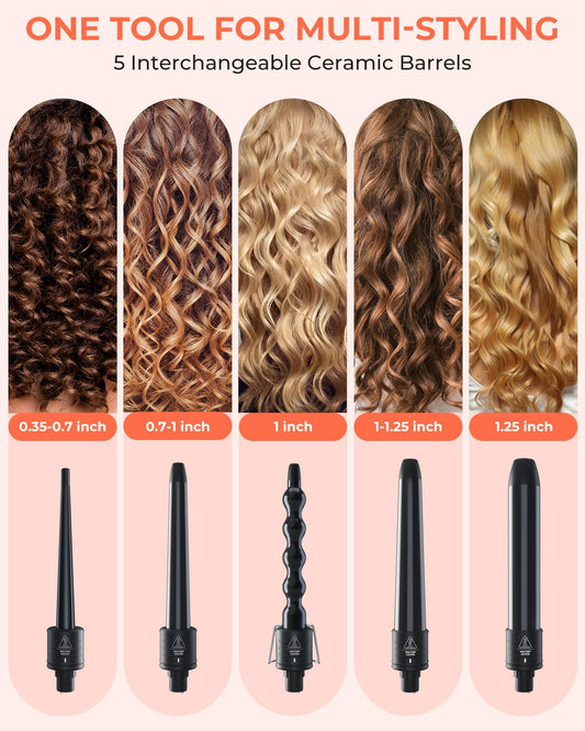 Ohuhu professional ceramic curling iron set with black handle