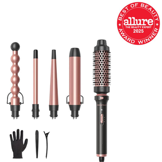 Close up of Wavytalk ceramic interchangeable curling barrels