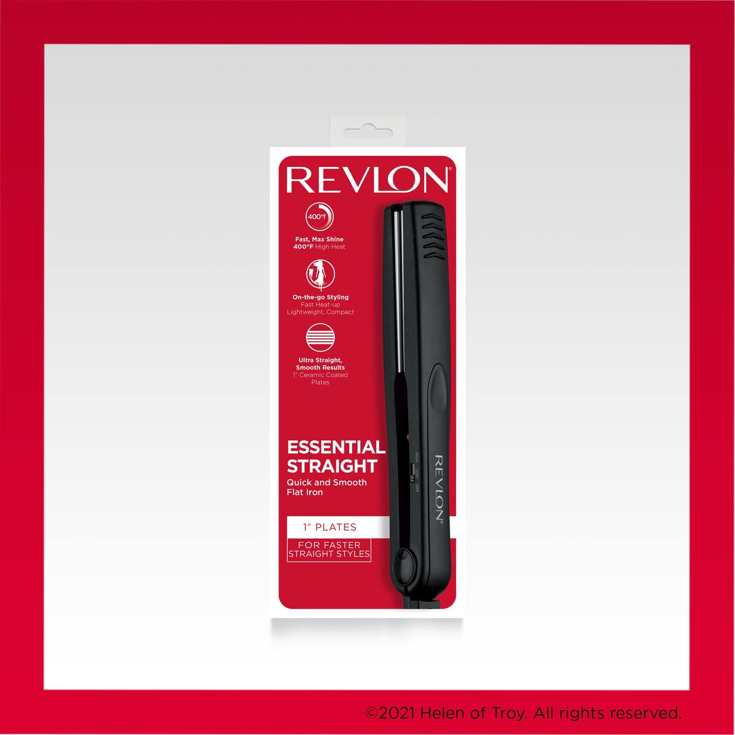 Packaging and Revlon flat iron unit