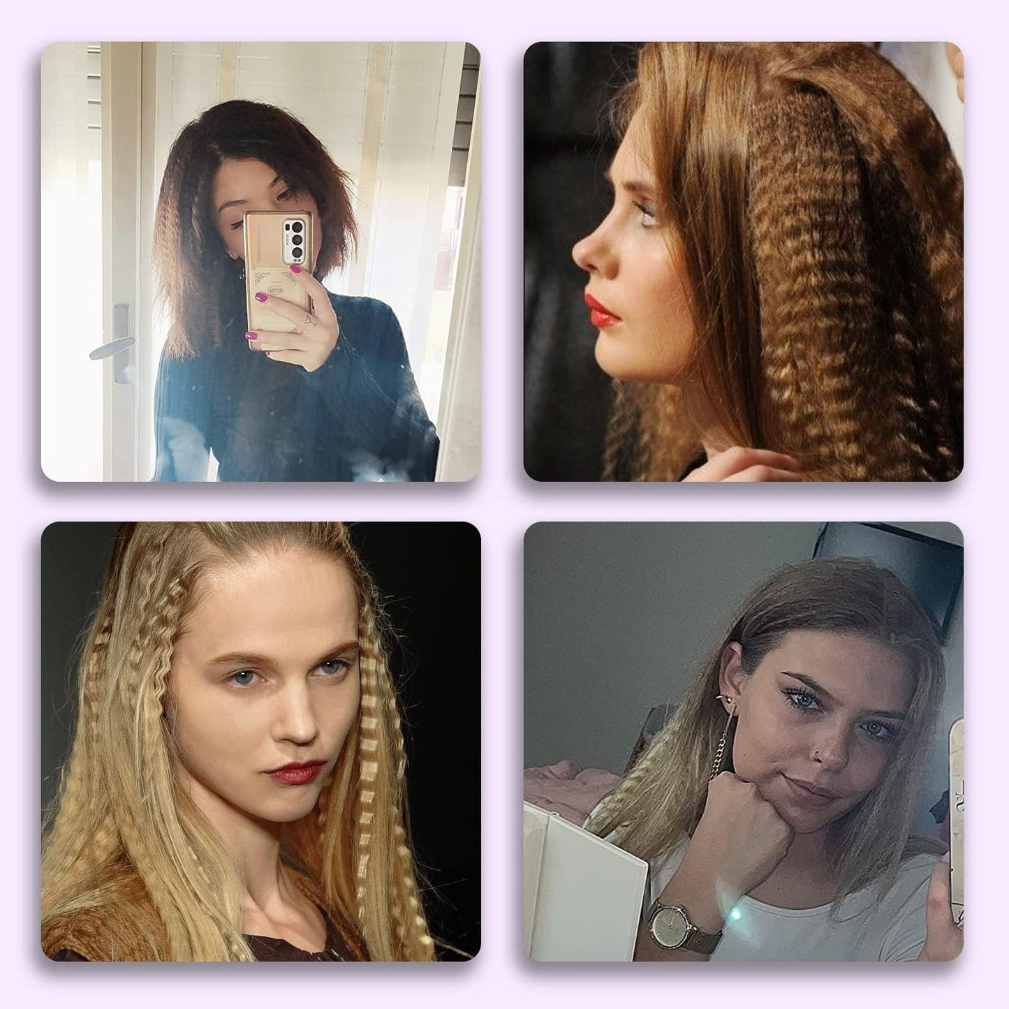 Lifestyle shot of Dshow hair crimper creating root volume