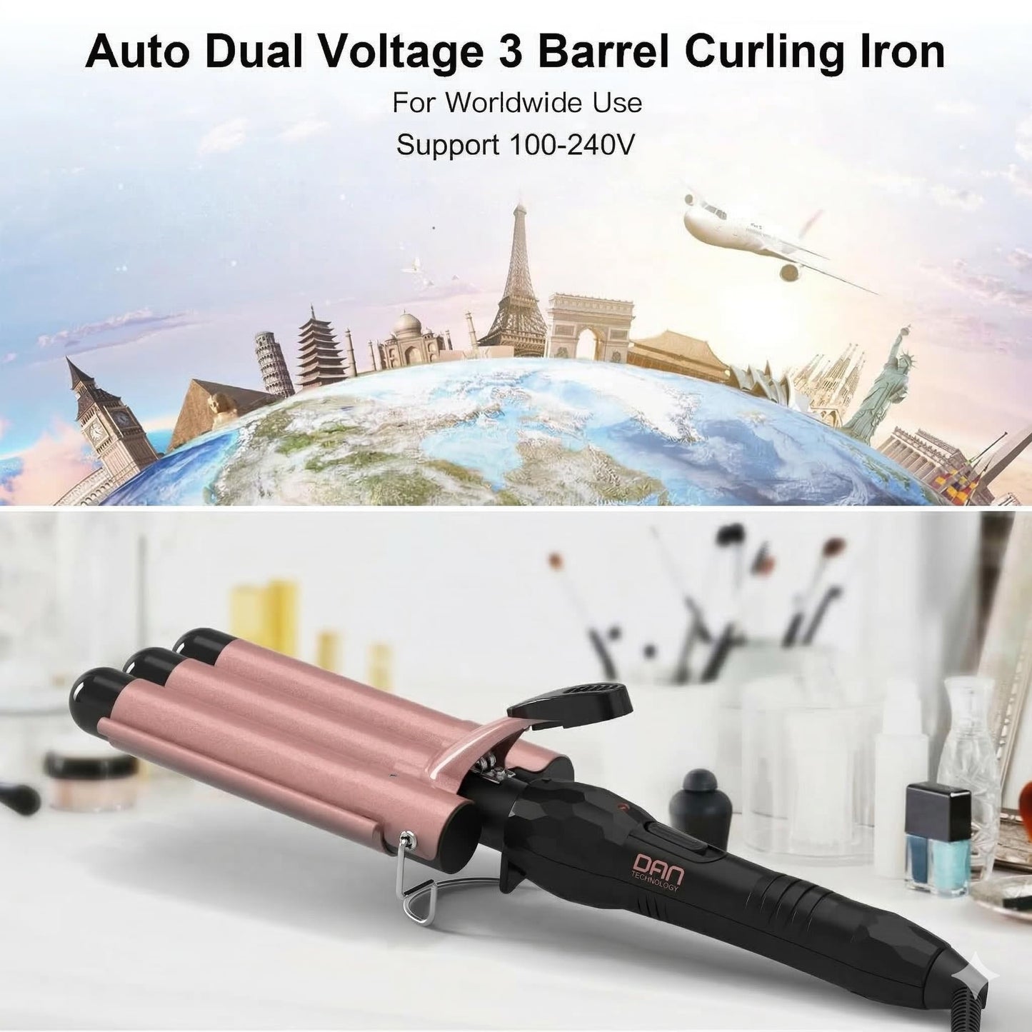 Alure three barrel waver packaging and included heat resistant accessory.