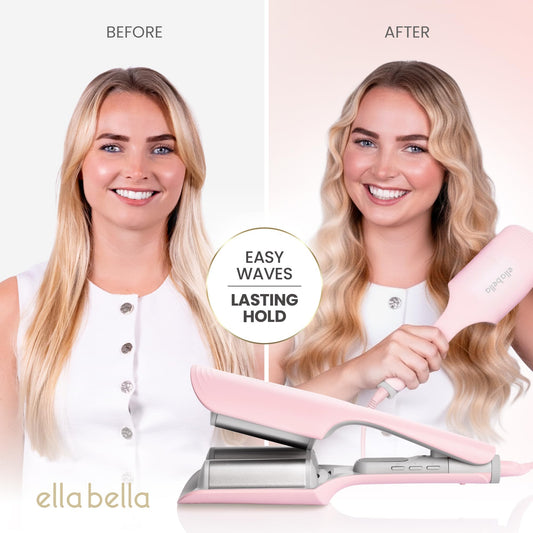 ELLA BELLA deep hair crimper tool digital display highlighting temperature control