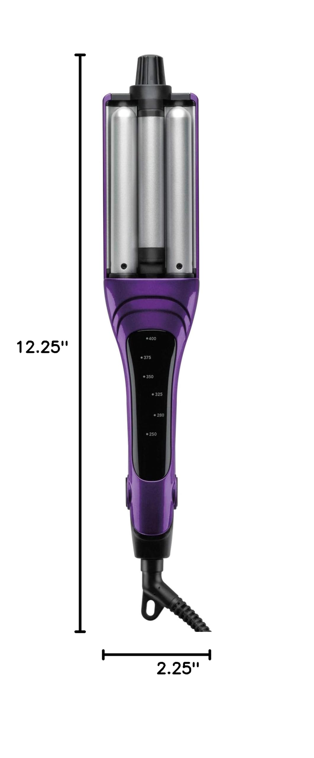 Packaging details and product dimensions layout for the Bed Head A Wave We Go tool.