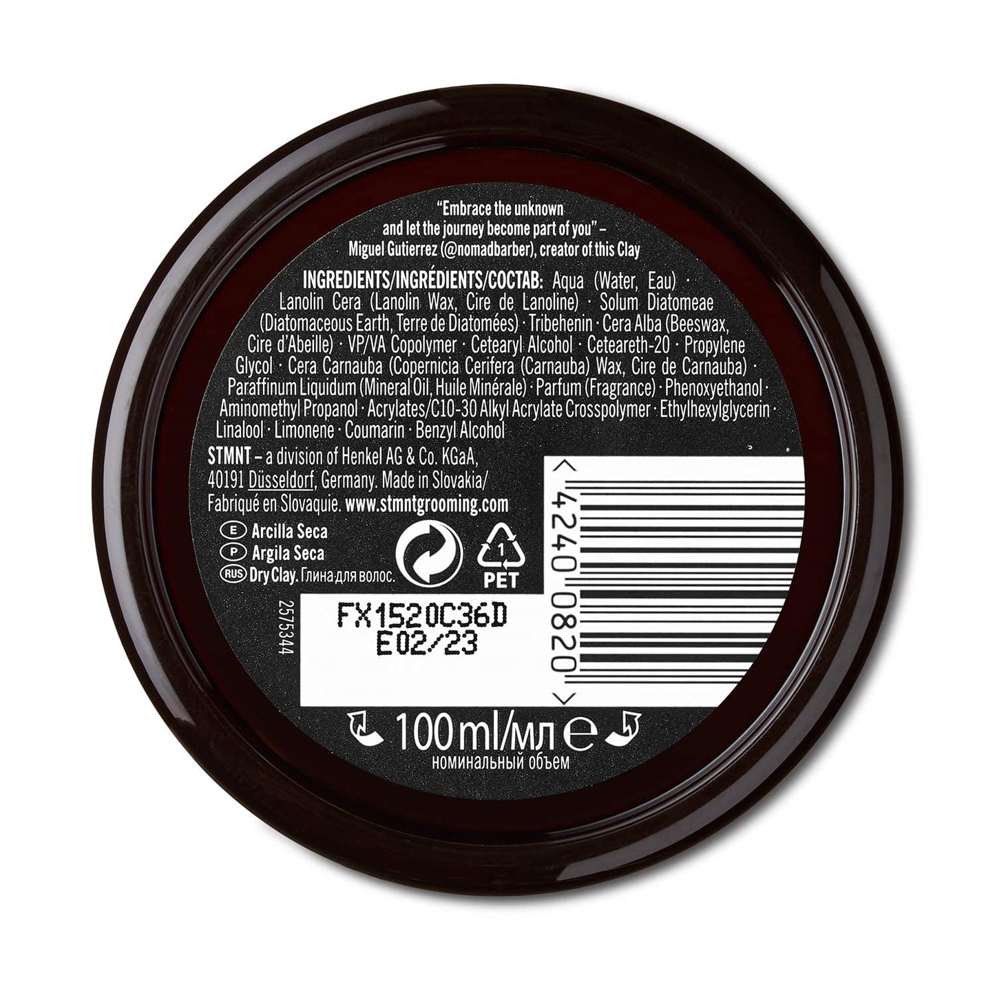 Water soluble strong control hair clay jar for easy wash styling routines