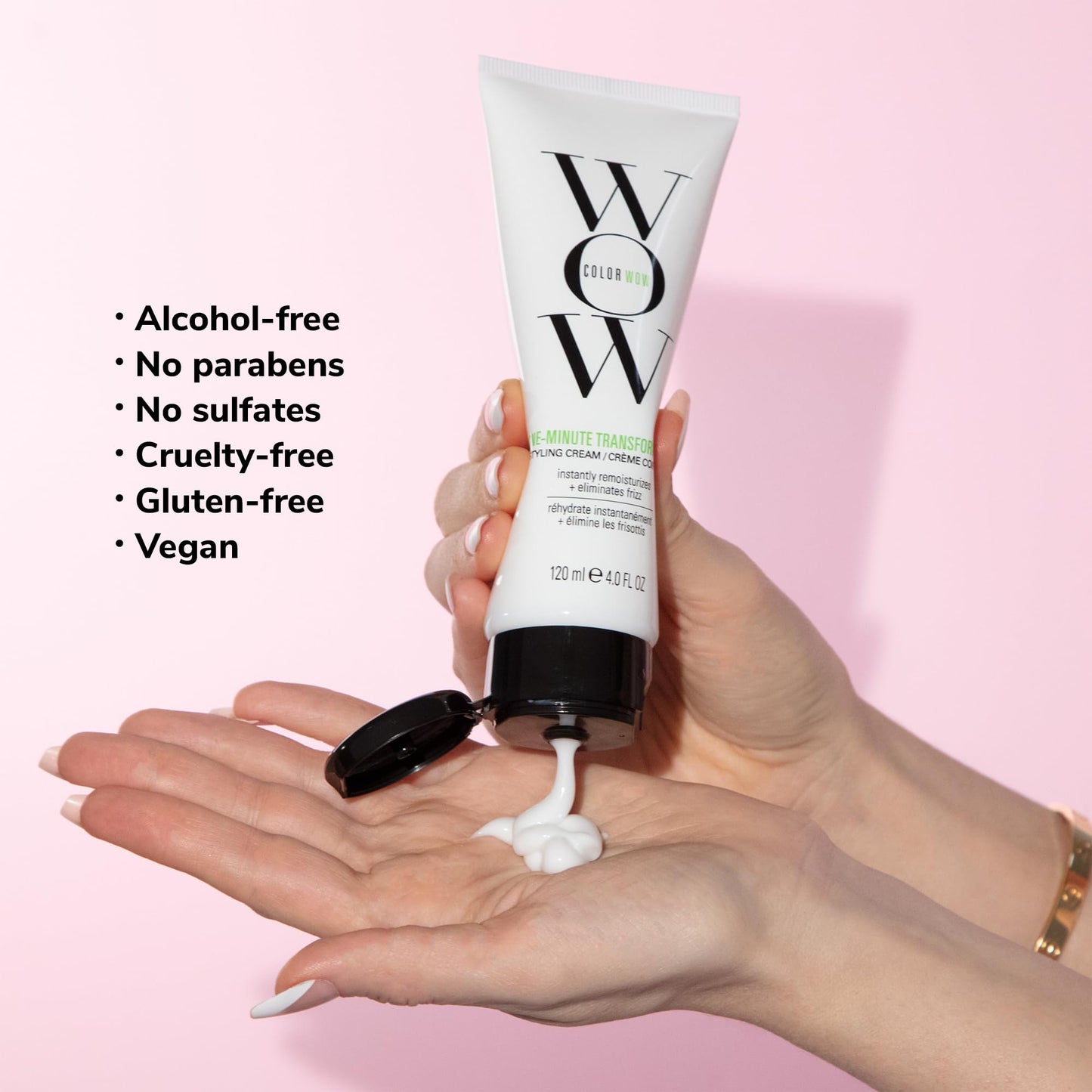 COLOR WOW imported USA beauty hair care product packaging on a clean background