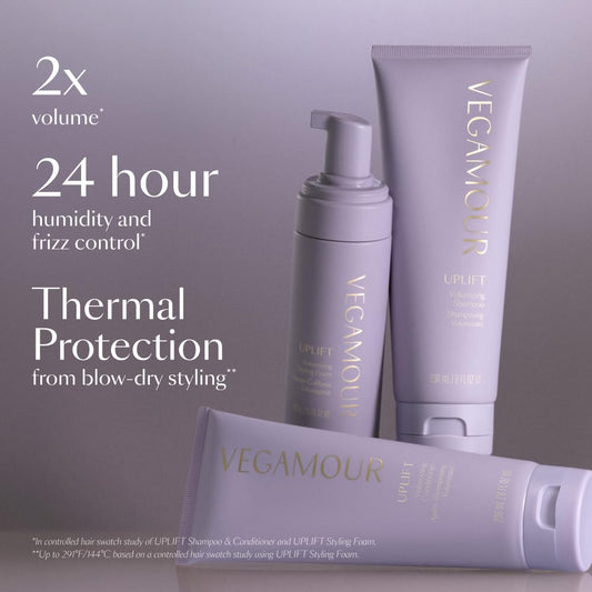 Vegamour weightless volumizing mousse pump bottle for flat hair body and lift