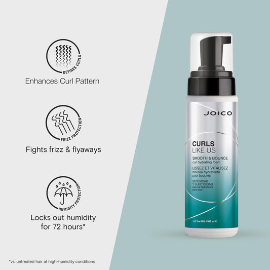 Joico hydrating curl styling foam for frizz control and defined waves